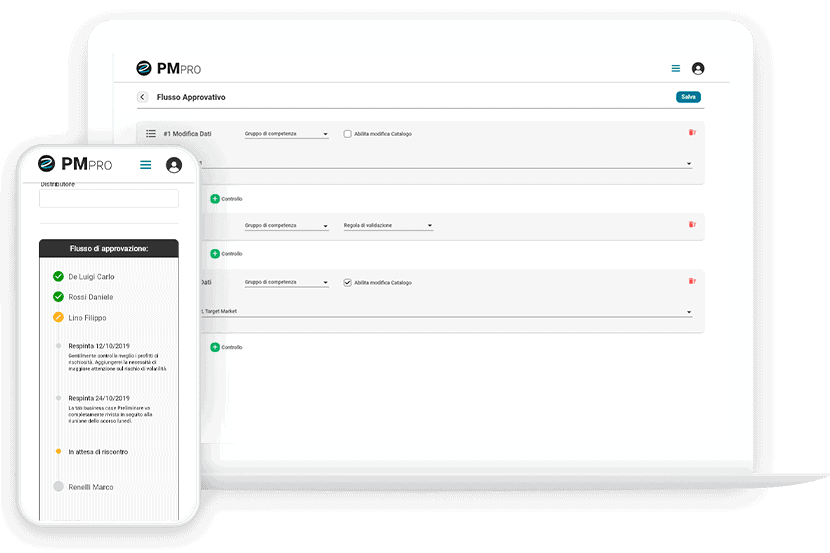 Archivio dati, tracciamento approvazioni, monitoraggio…ma anche di più! Ogni azienda ha la sua storia e i suoi bisogni: spesso non basta una piattaforma standard. Per questo PMpro è uno strumento per natura versatile e flessibile. Per ogni esigenza, abbiamo la giusta soluzione!